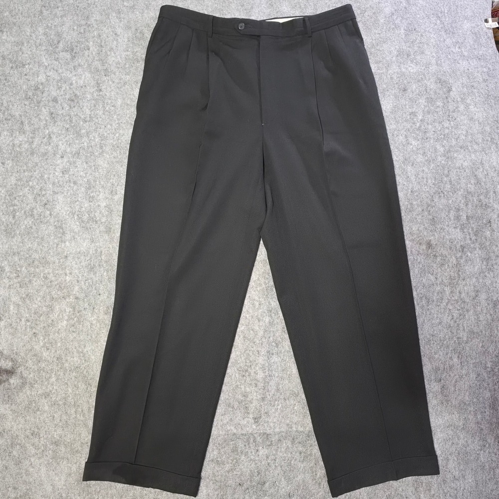 Monsieur by Givenchy Mens Black Pleated Cuffed Dress Pants Made in USA 38R